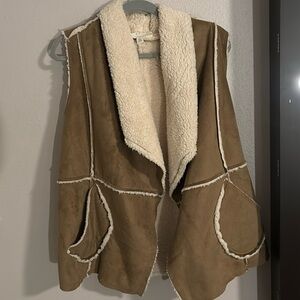Faux suede/sherpa vest